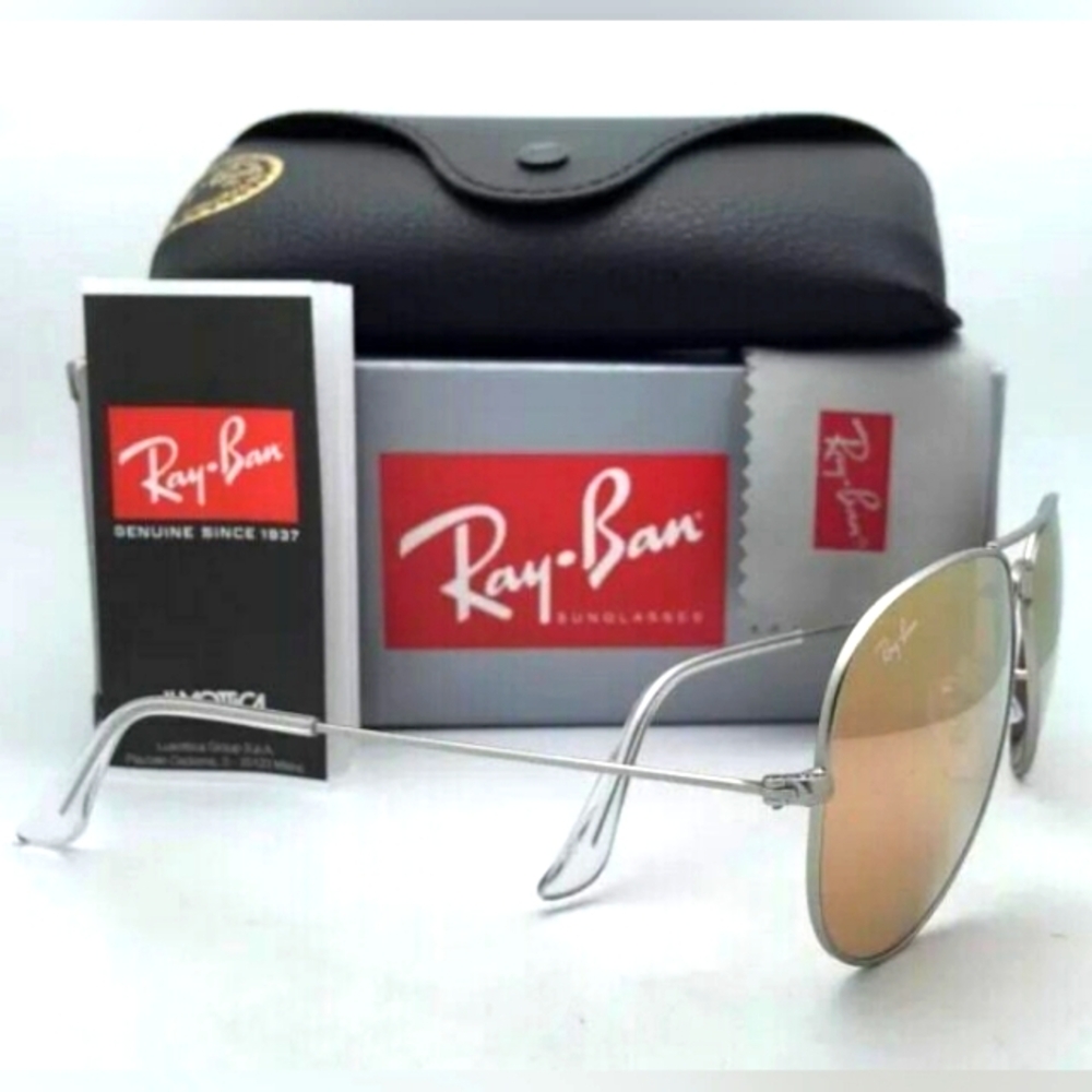 LIKE NEW Ray-Ban Pink Mirror Flash Aviator RB3025 Sunglasses Men and Women - Picture 5 of 16